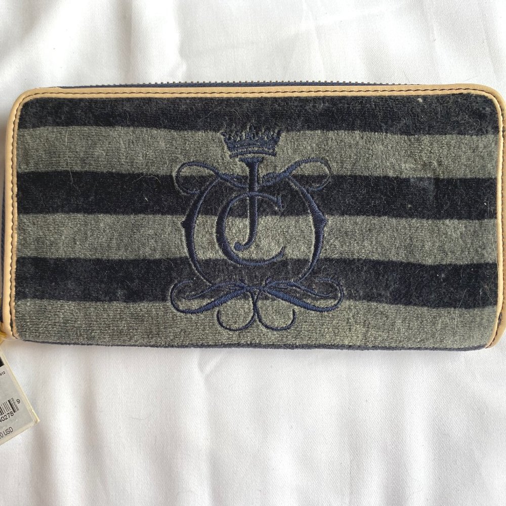 Juicy Couture New Vintage Striped Terry Continental Zip Wallet